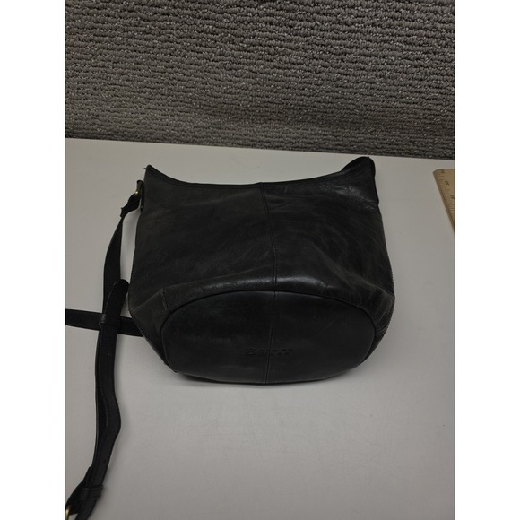 Born Black Distressed Leather Crossbody Bucket Bag Womens Hobo Shoulder Purse - Picture 10 of 10